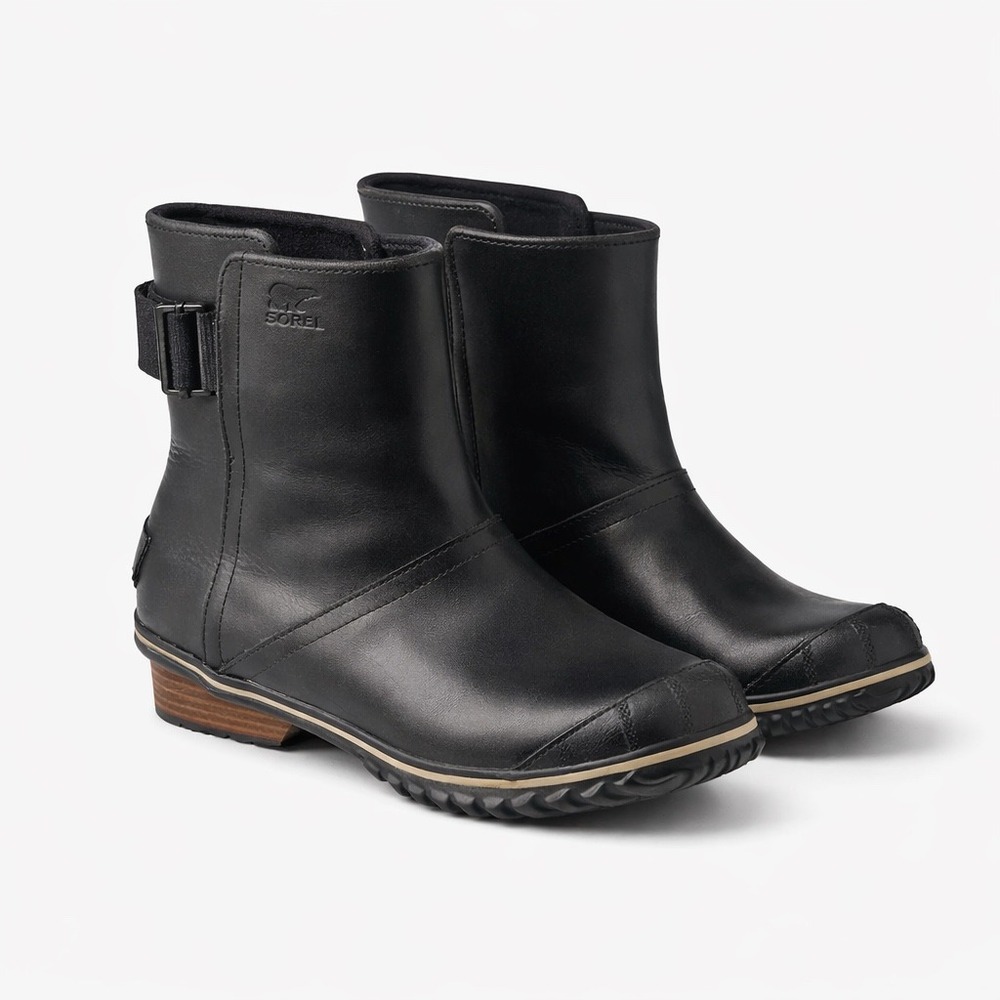 Sorel Slimpack Riding‎ Gloss Boots Women 8.5 Black Leather Waterproof NL2156-010